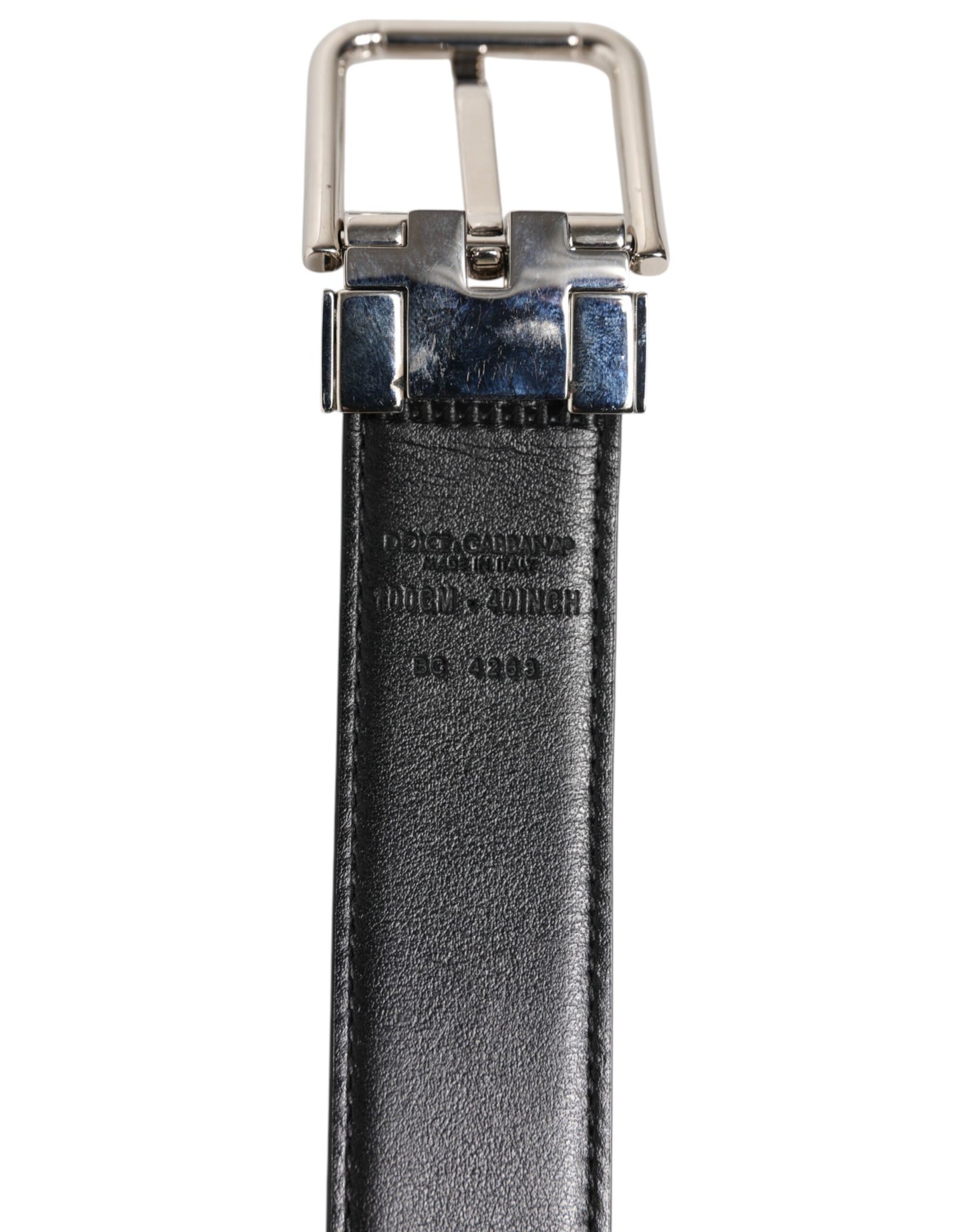 Black Classic Leather Silver Tone Buckle Belt