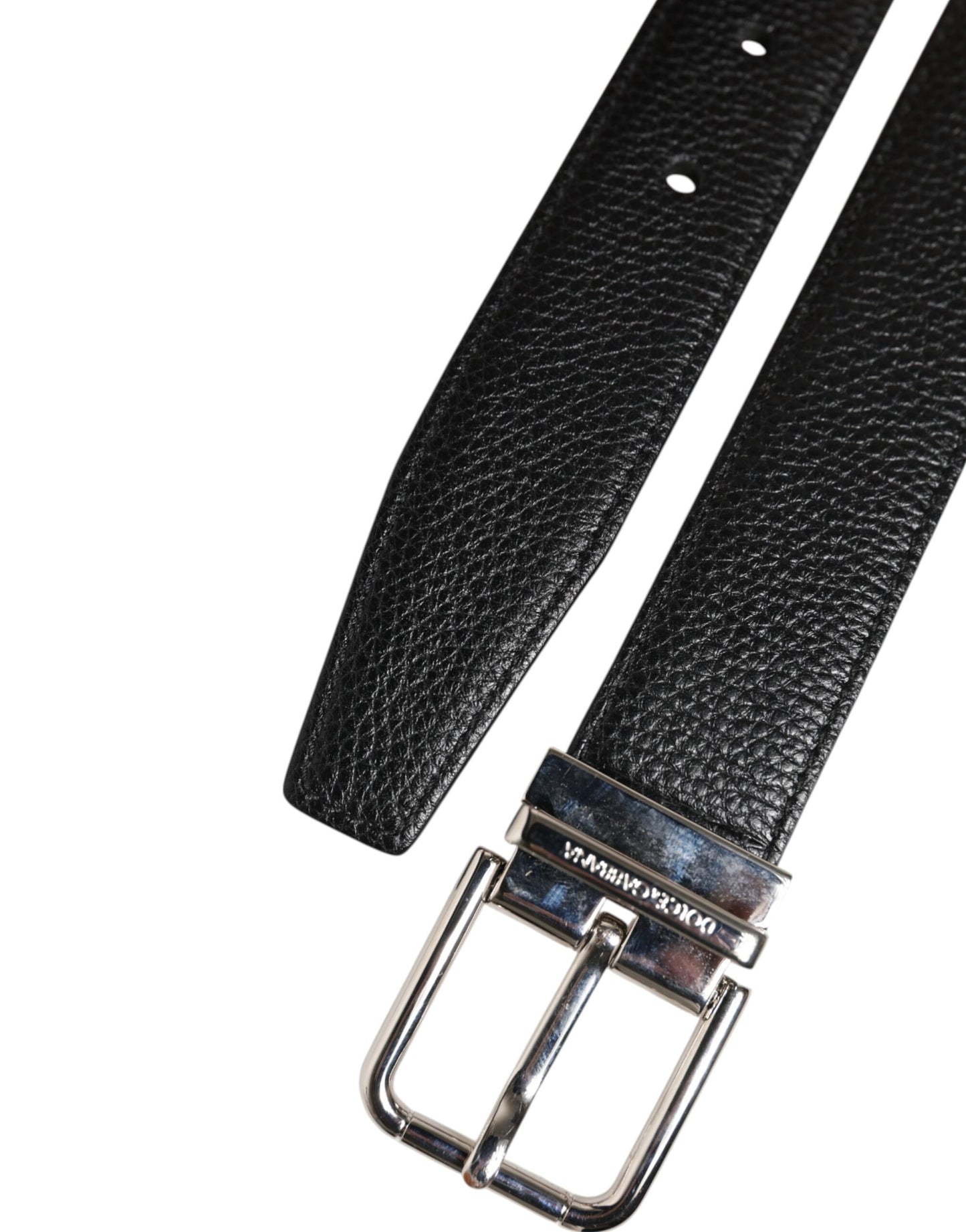 Black Classic Leather Silver Tone Buckle Belt