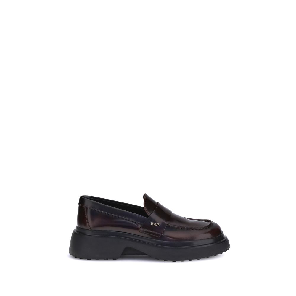 Brown Rubber Platform Loafers