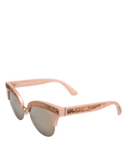 Pink Gold Mirrored Cat Eye DG6109 Sequined Sunglasses