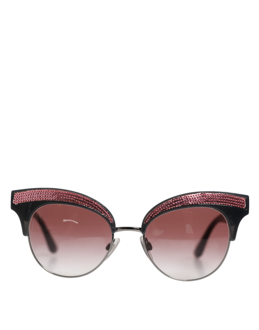 Black Pink Mirrored Cat Eye DG6109 Sequined Sunglasses