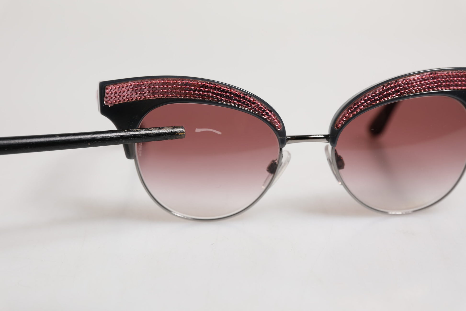 Black Pink Mirrored Cat Eye DG6109 Sequined Sunglasses