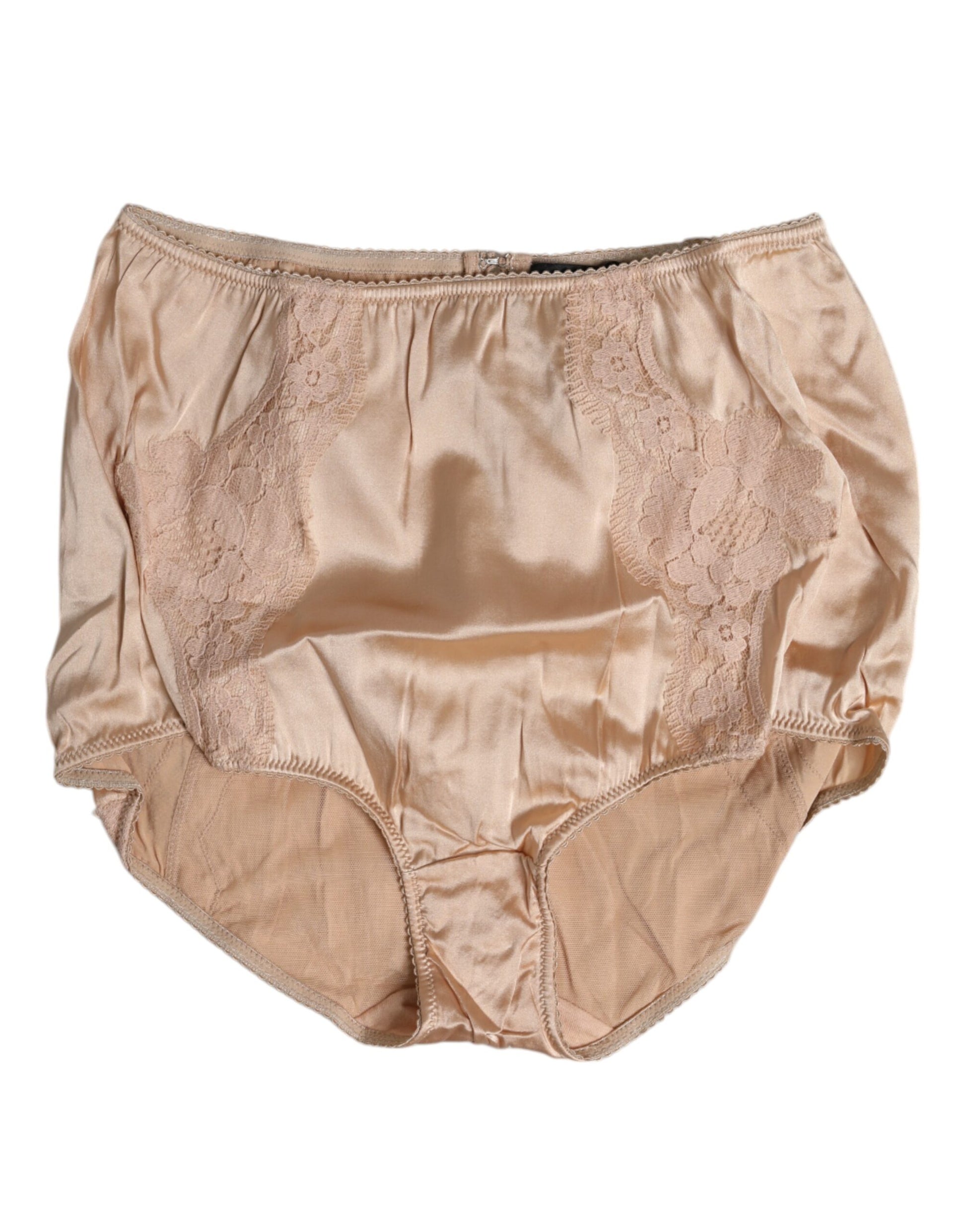 Beige Silk Lace High Waist Bikini Panty Underwear