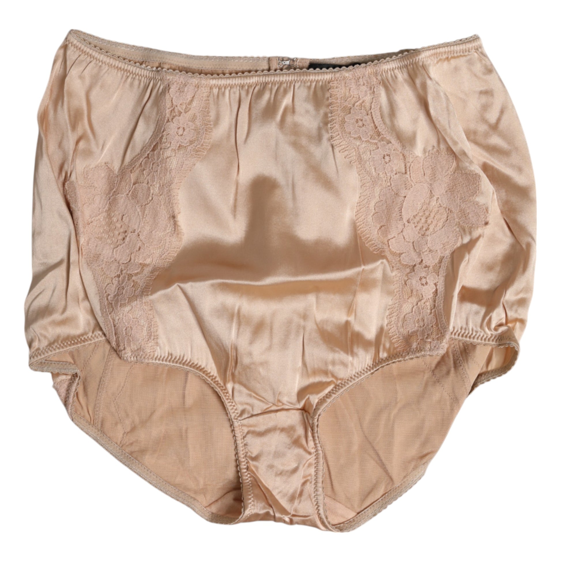 Beige Silk Lace High Waist Bikini Panty Underwear