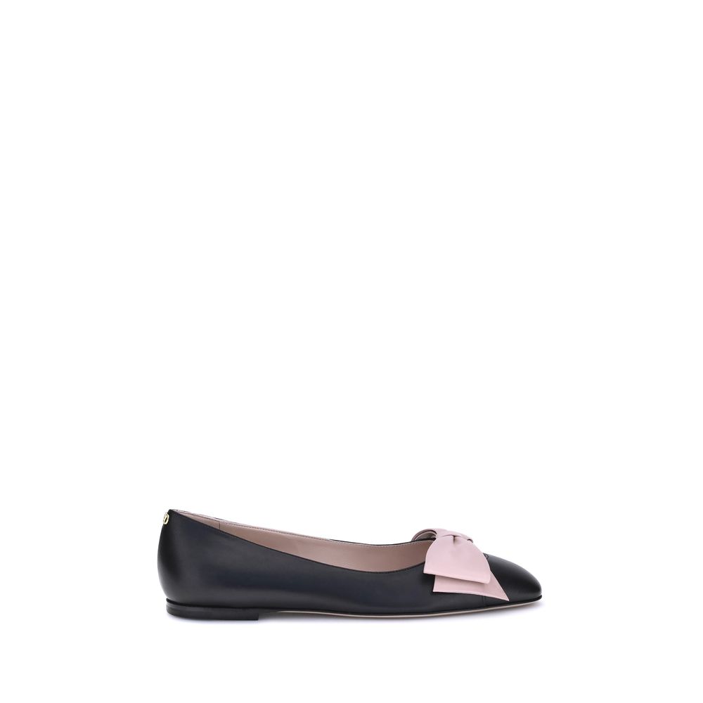 Black Calf Leather Bos Taurus Ballet Flats