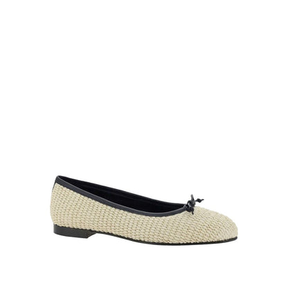 Beige Raffia Ballet Flats