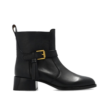 Black Calfskin Ankle Boots