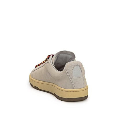 Gray Leather Low Top Sneakers