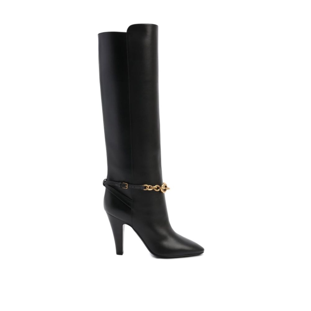 Black Calfskin High Heel Boots