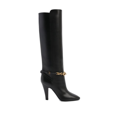Black Calfskin High Heel Boots