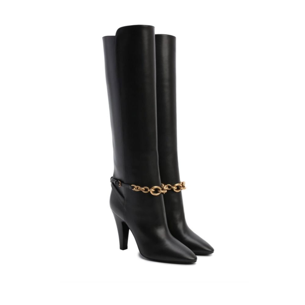Black Calfskin High Heel Boots