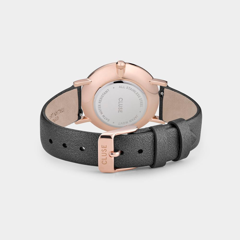Gray Leather Dress Watch