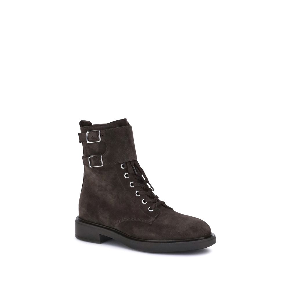 Black Calf Leather Bos Taurus Lace-Up Boots