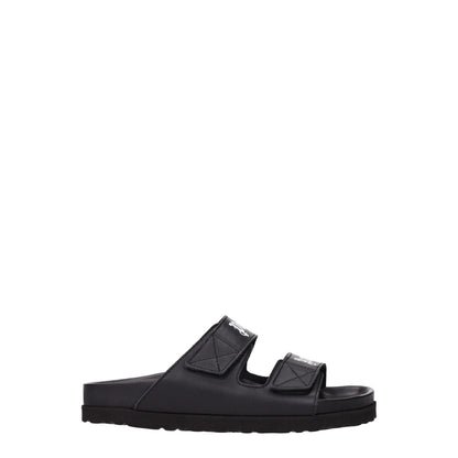 Black Leather Slippers