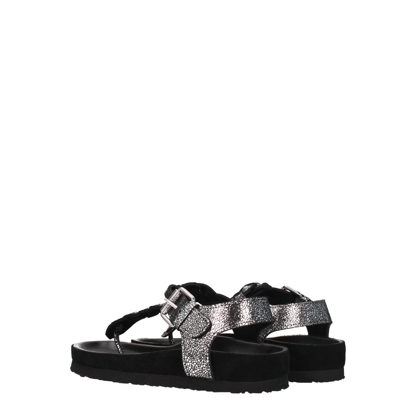 Black Leather Flip-Flop Sandals