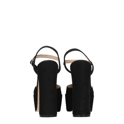 Black Leather Platform Sandals