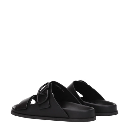 Black Leather Slippers