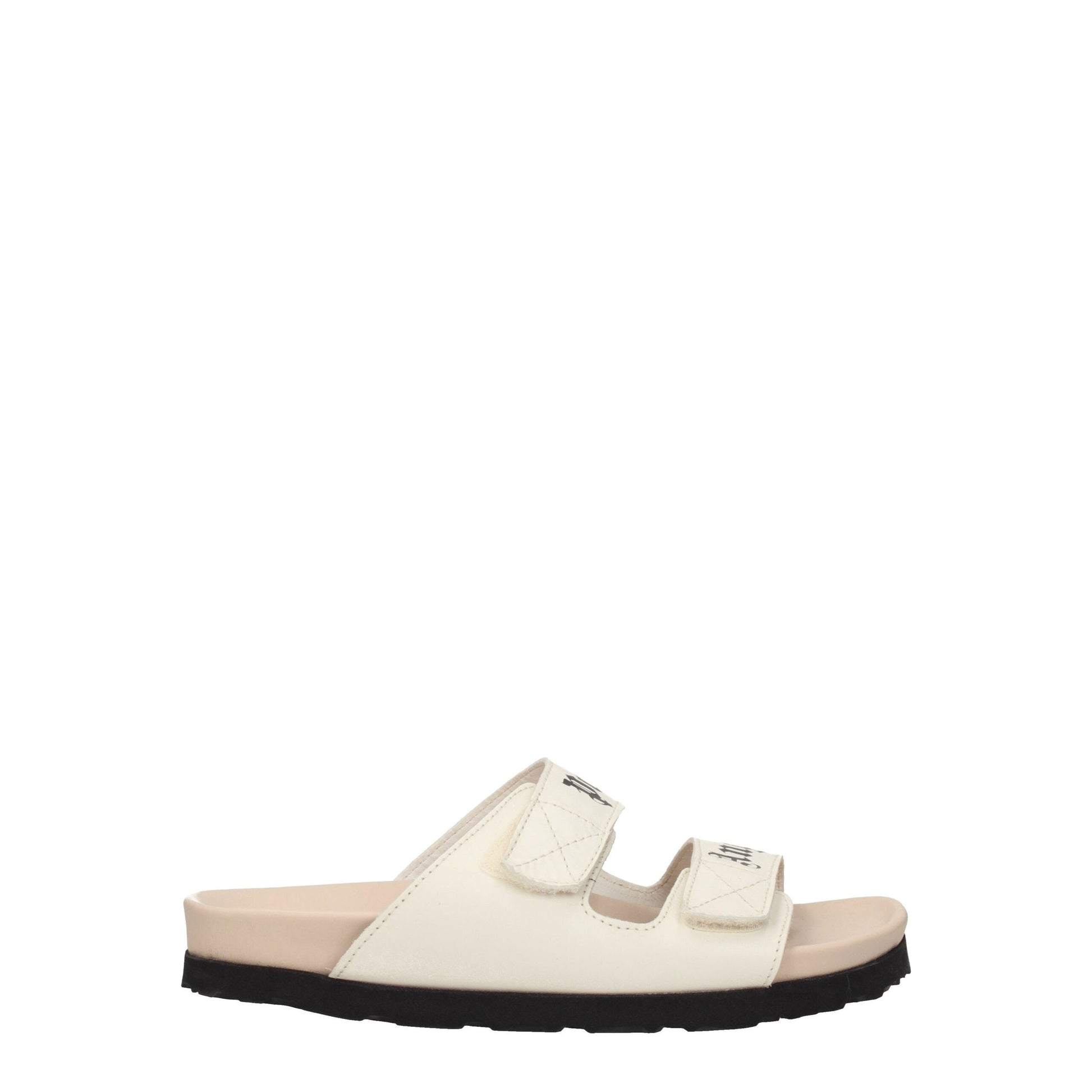 Beige Leather Flat Sandals