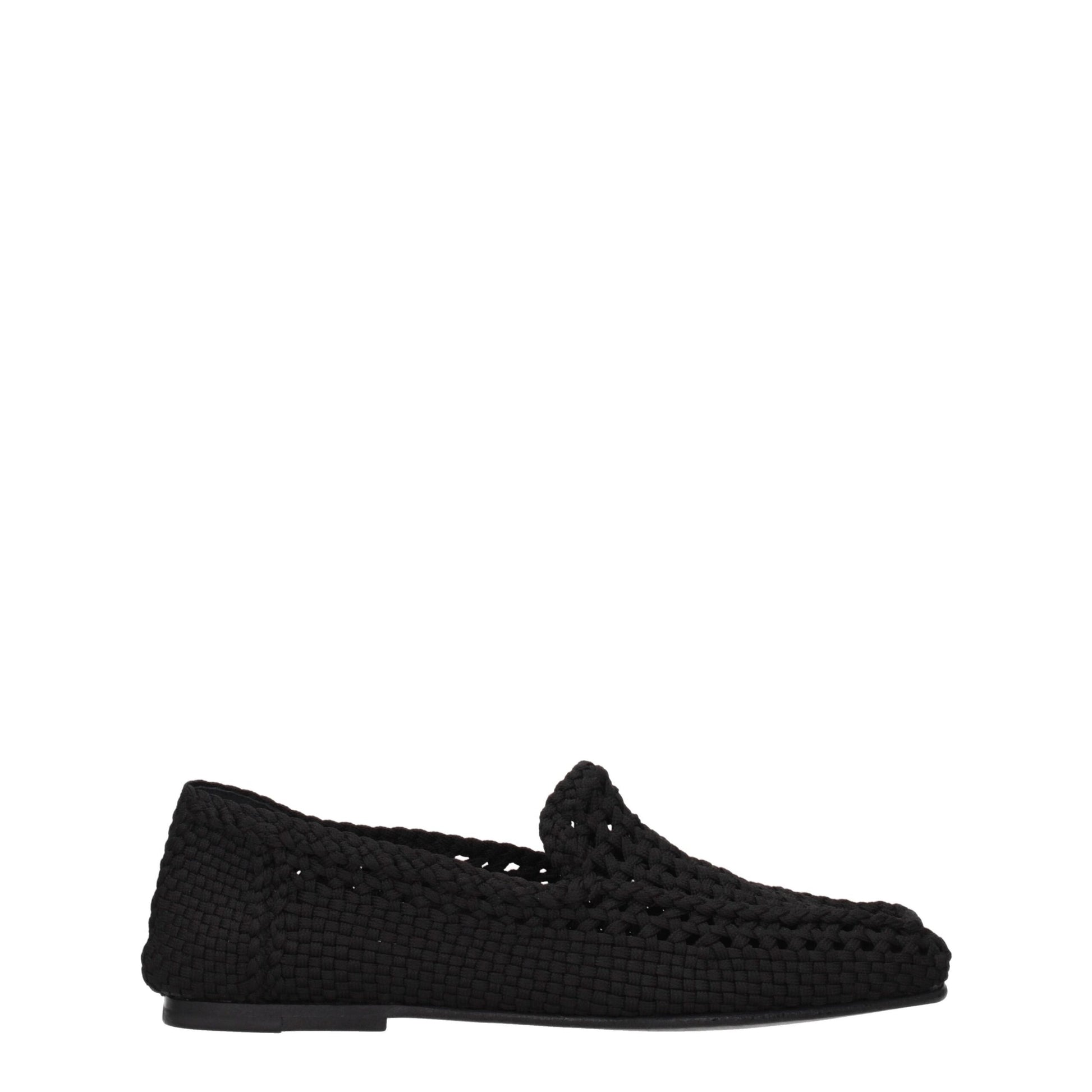 Black Fabric Slip-On Loafers