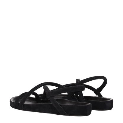 Black Leather Flat Sandals