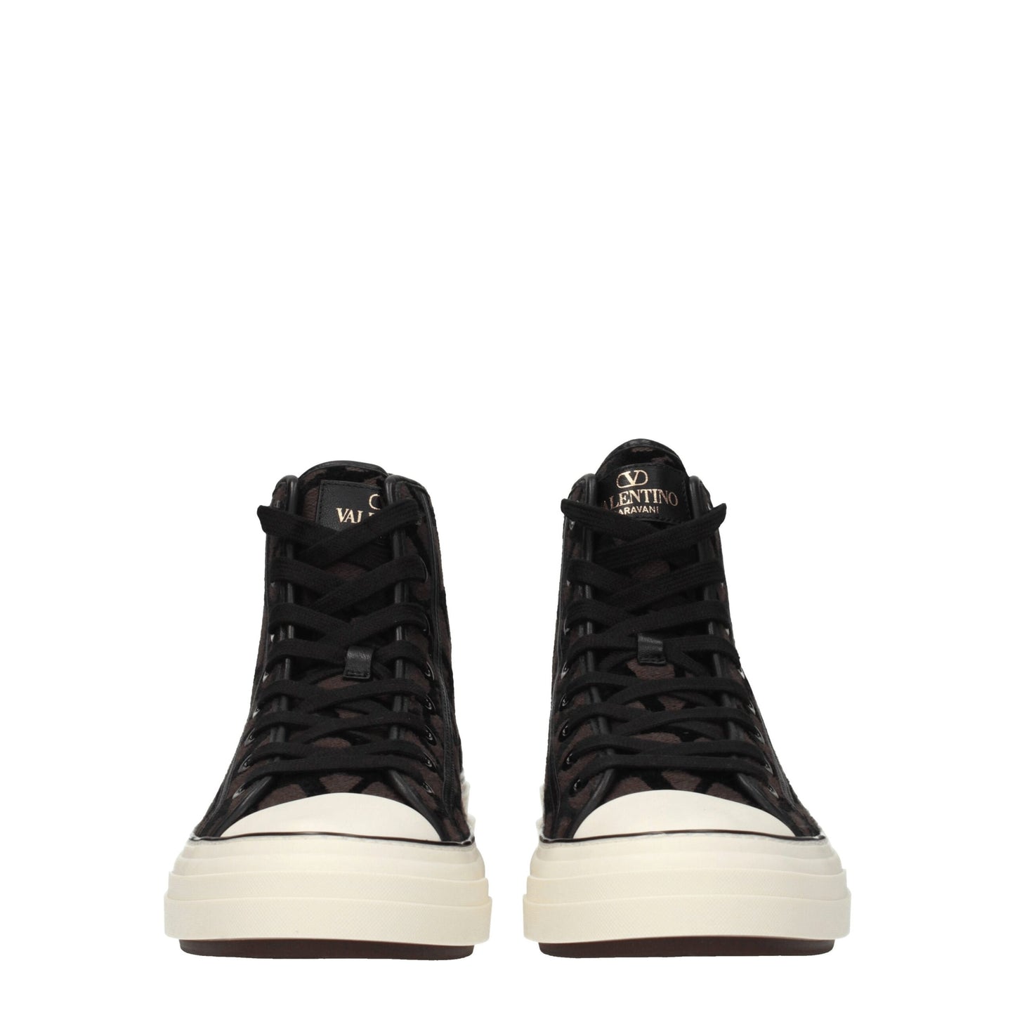 Brown Fabric High Top Sneakers
