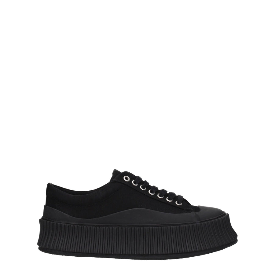 Black Fabric Chunky Sneakers