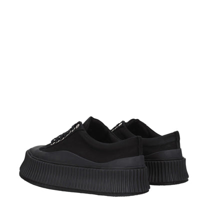 Black Fabric Chunky Sneakers