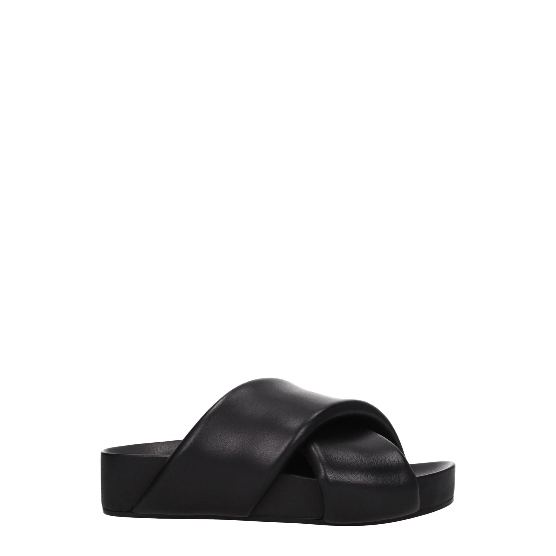 Black Leather Slippers