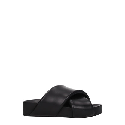 Black Leather Slippers
