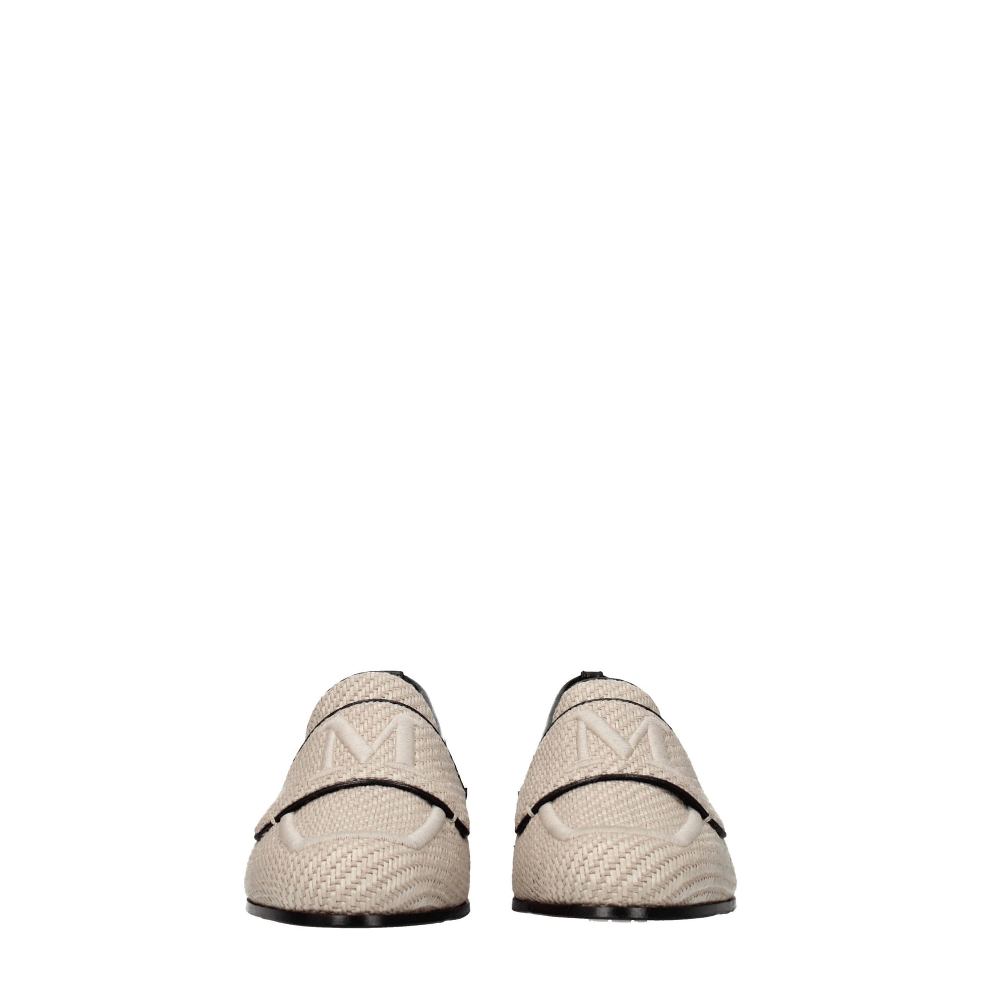 Beige Fabric Slip-On Loafers
