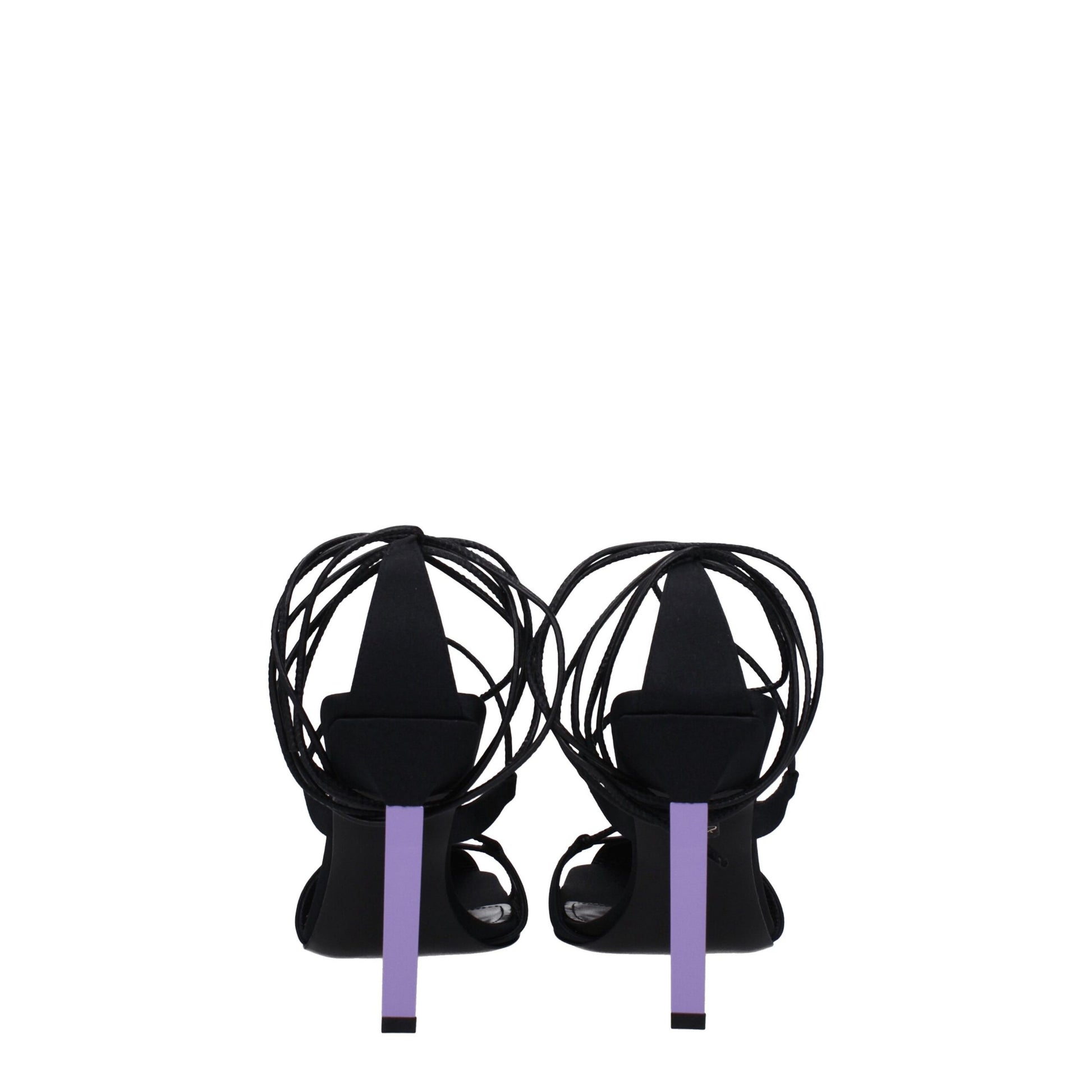 Black Fabric Stiletto Heel Sandals