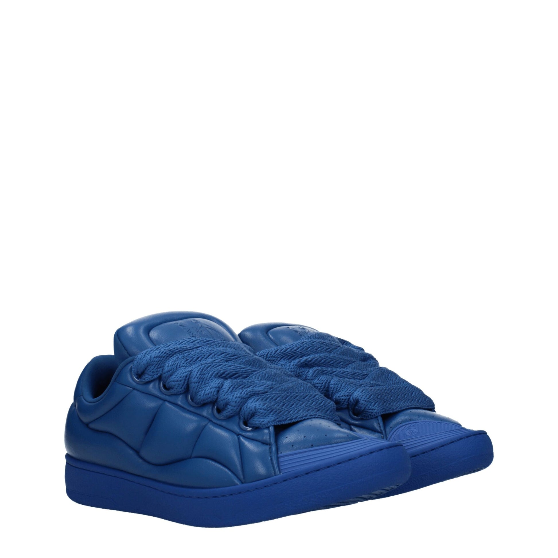 Blue Leather Low Top Sneakers