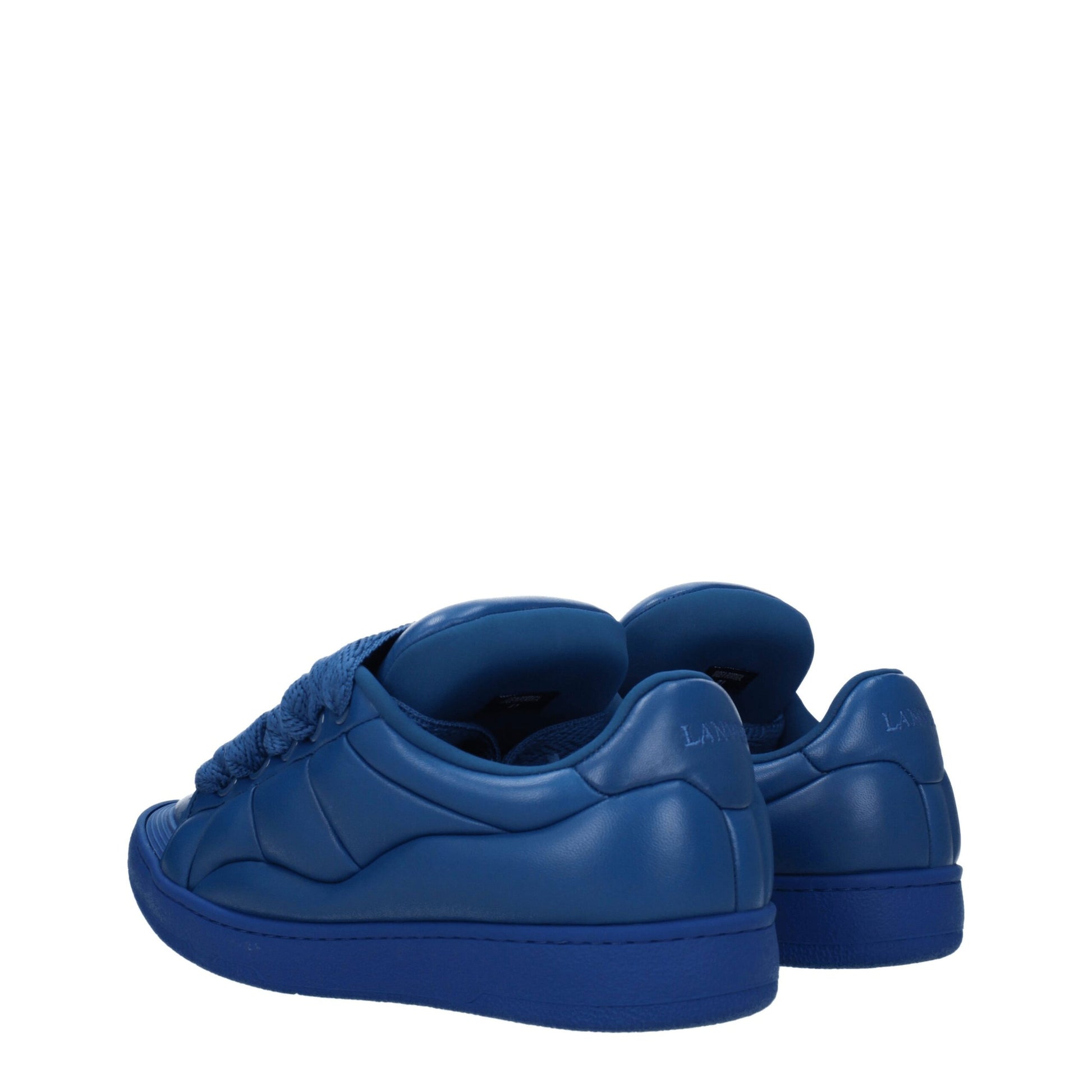 Blue Leather Low Top Sneakers