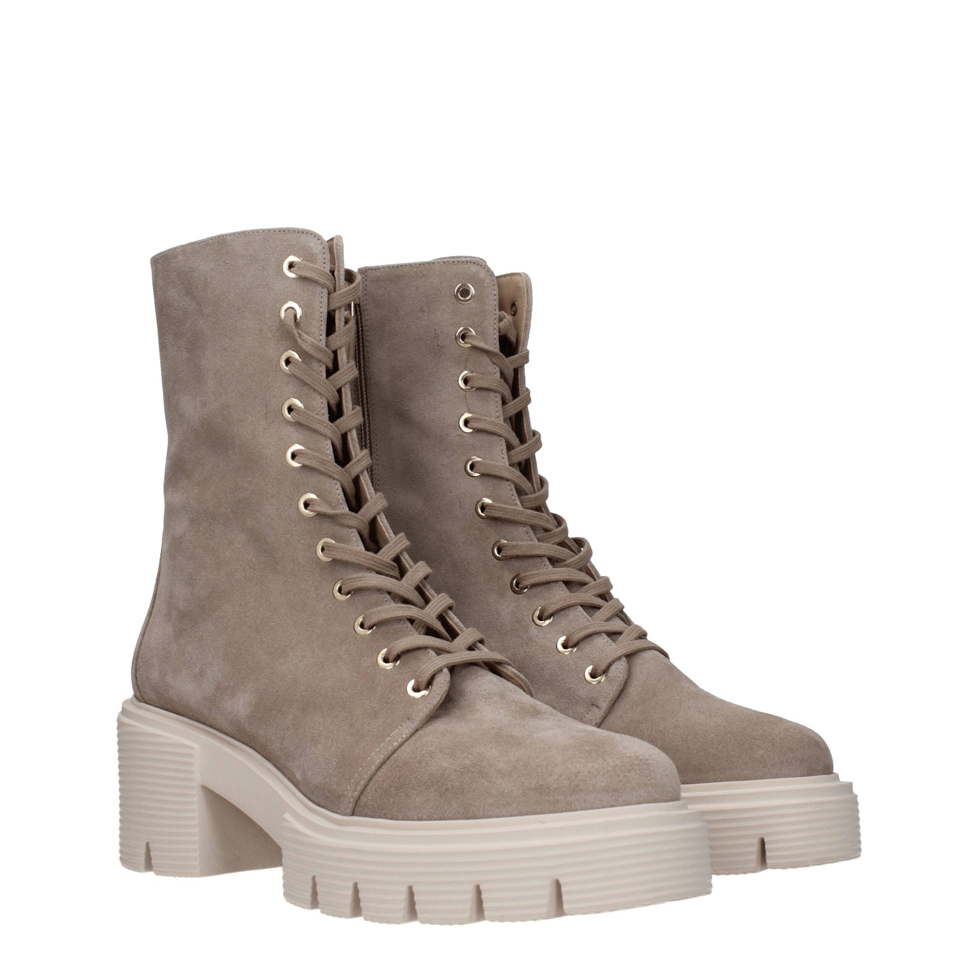 Beige Leather Ankle Boots