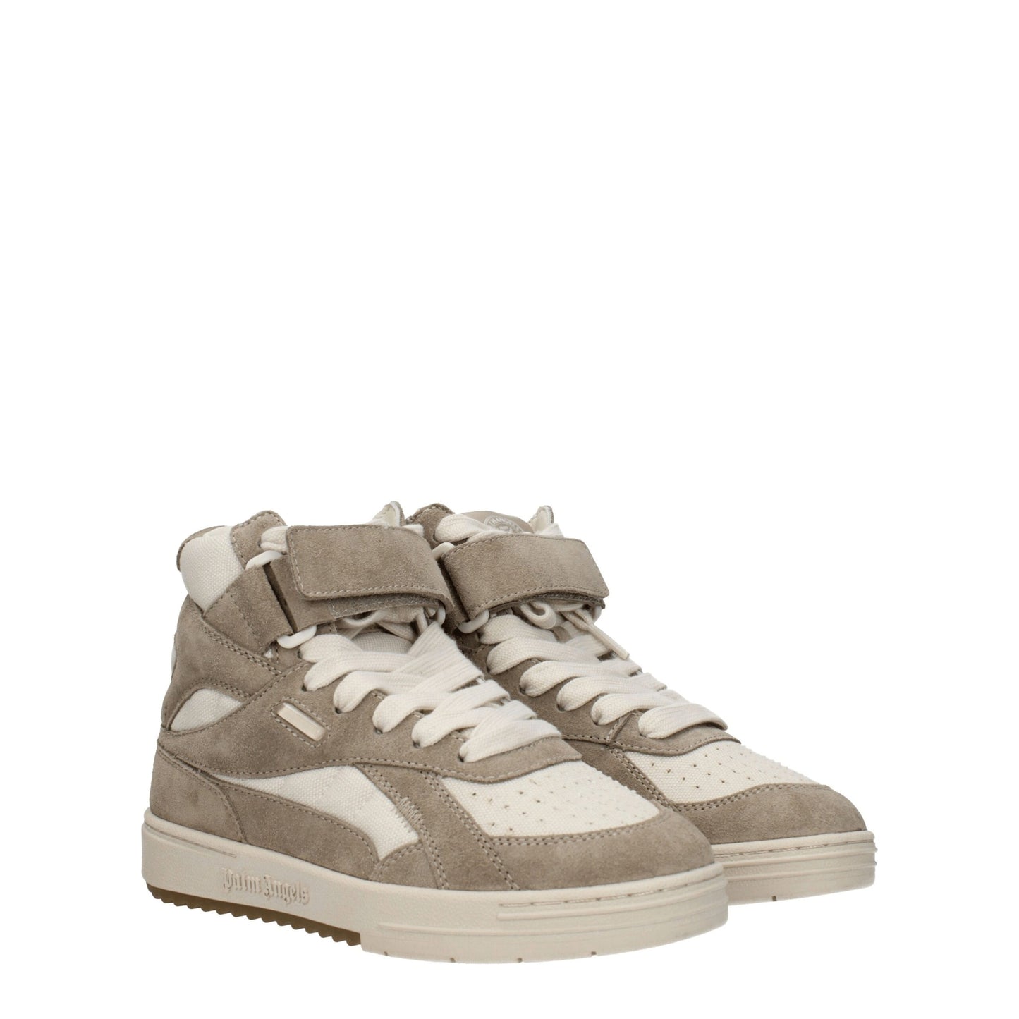 Beige Leather High Top Sneakers