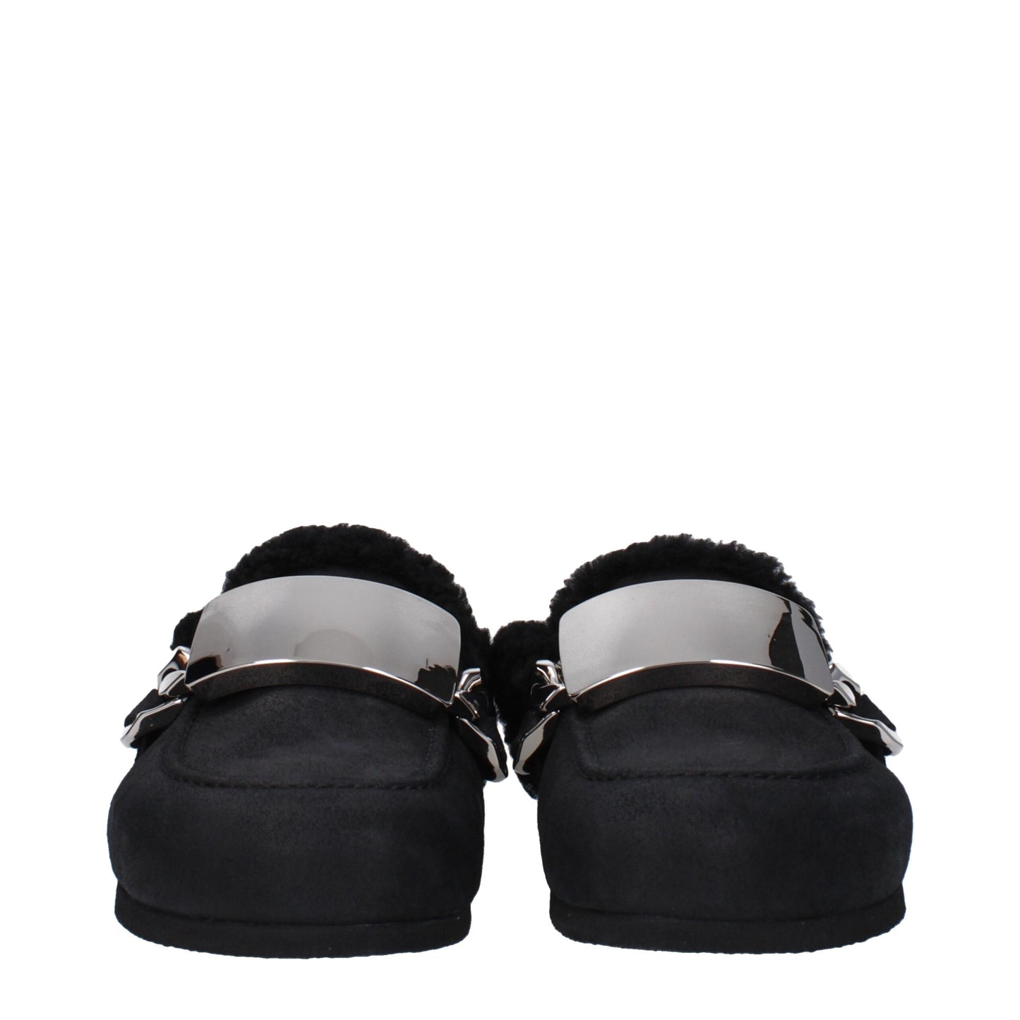 Black Leather Slippers