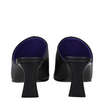 Black Leather Stiletto Heel Sandals