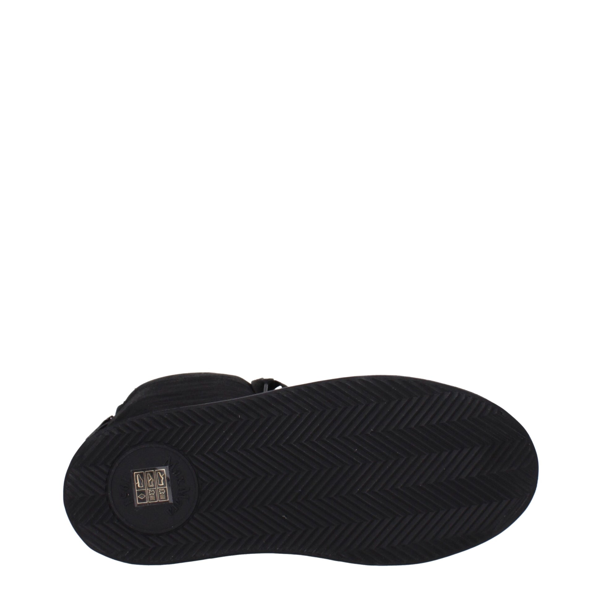 Black Fabric Lace-Up Boots