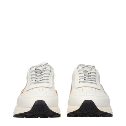 White Leather Low Top Sneakers
