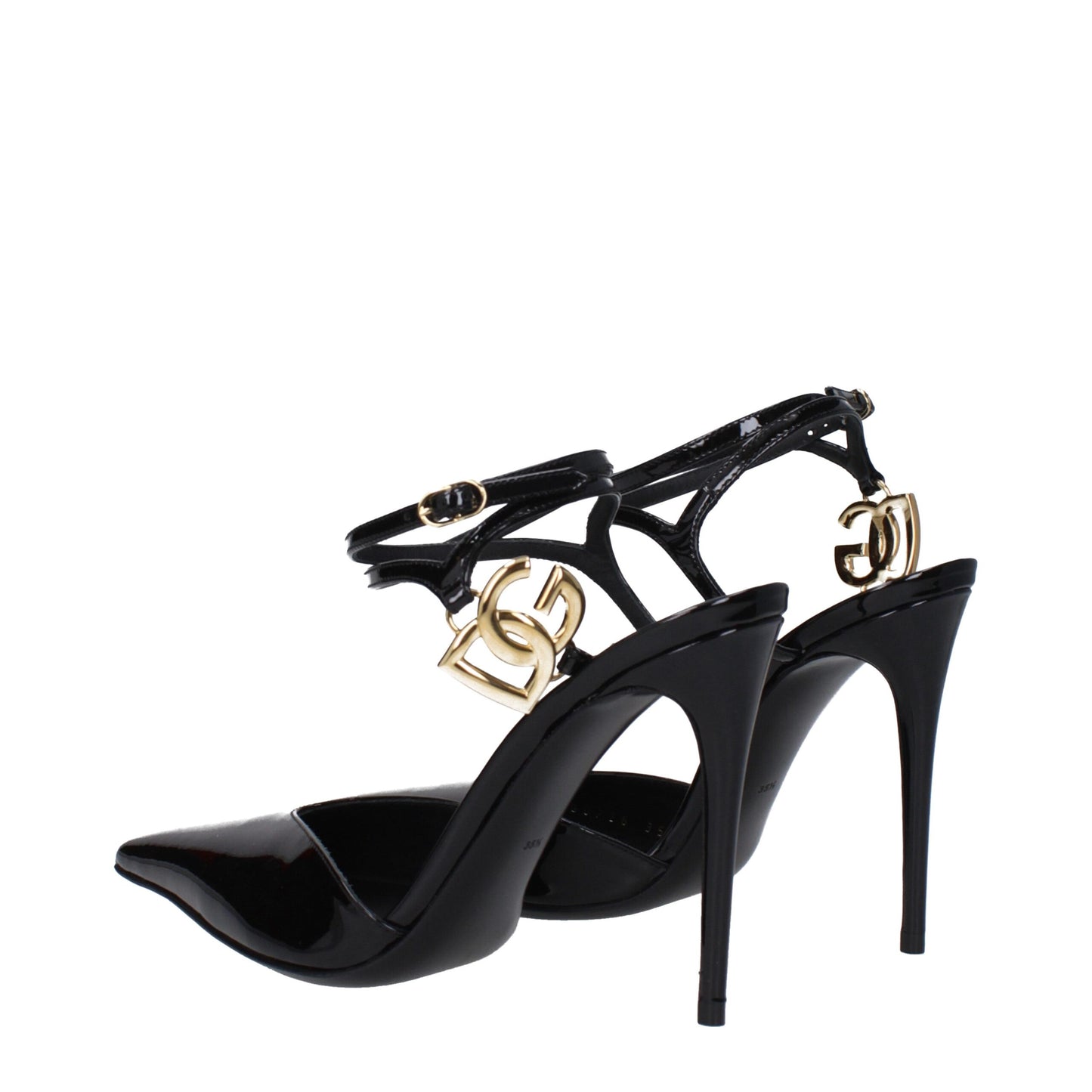 Black Leather Stiletto Heel Sandals