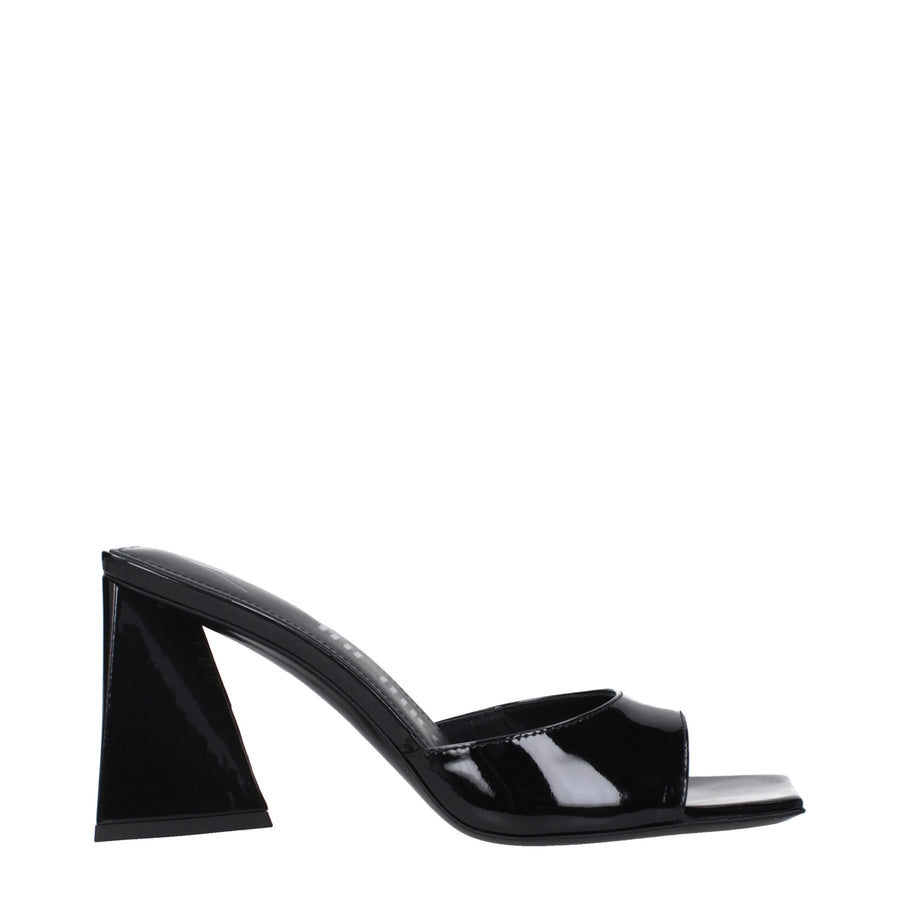 Black Leather Stiletto Heel Sandals