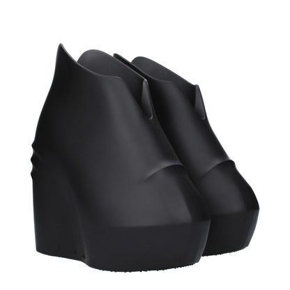 Black Cotton Wedge Sandals