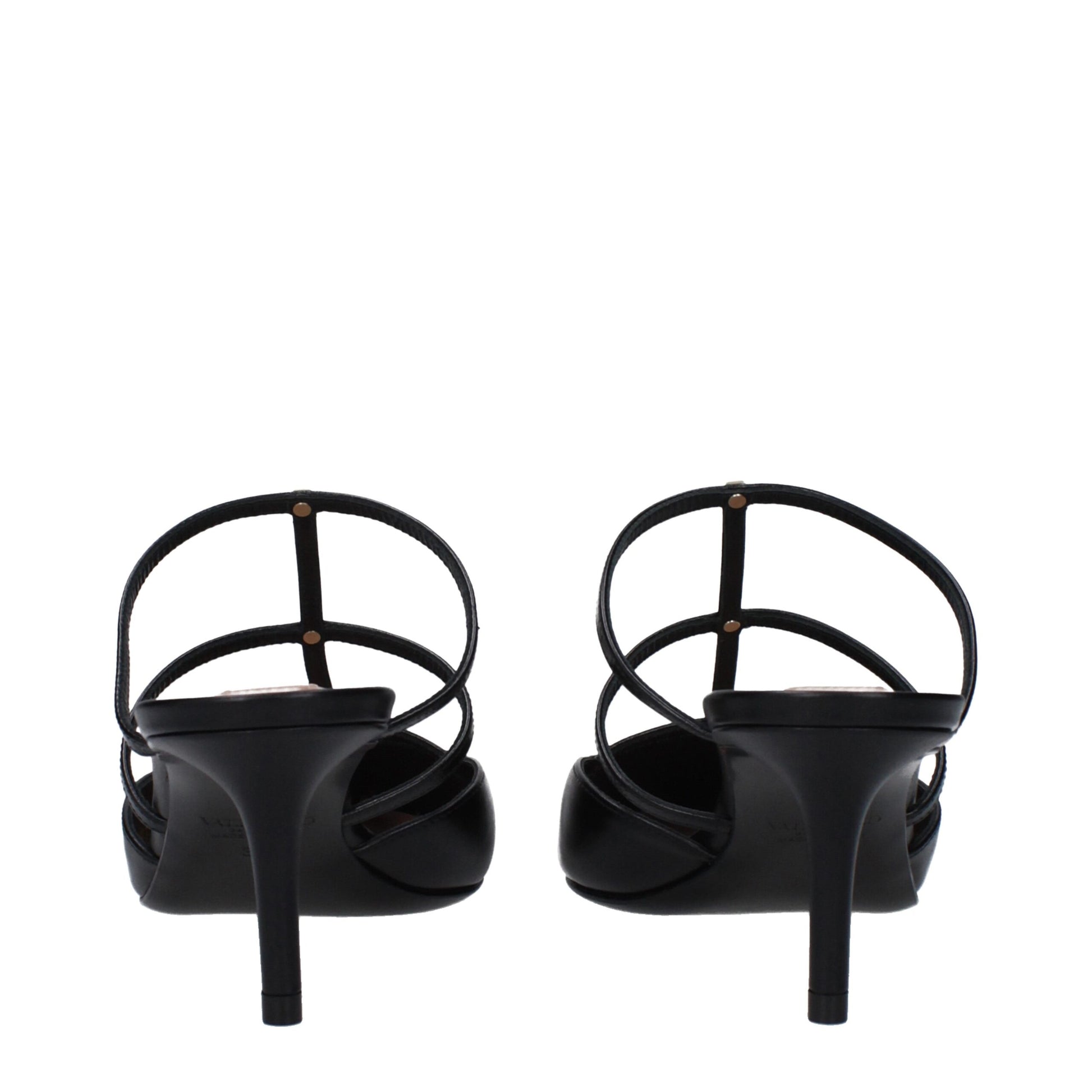 Black Leather Flat Sandals