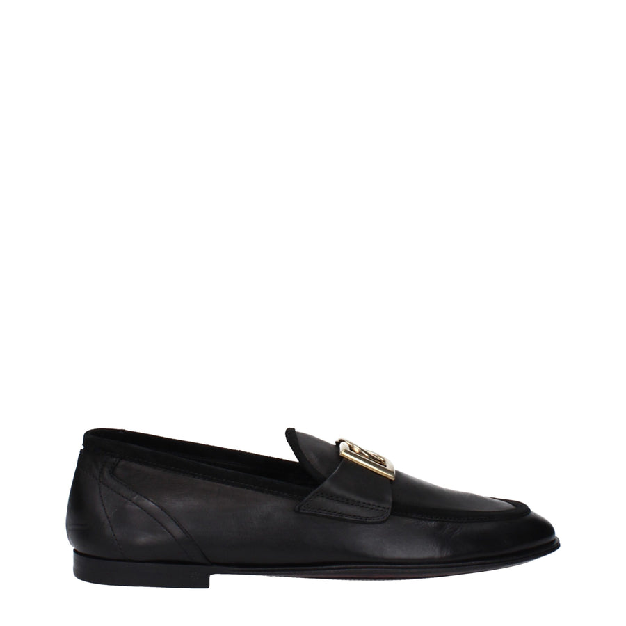 Black Leather Slip-On Loafers