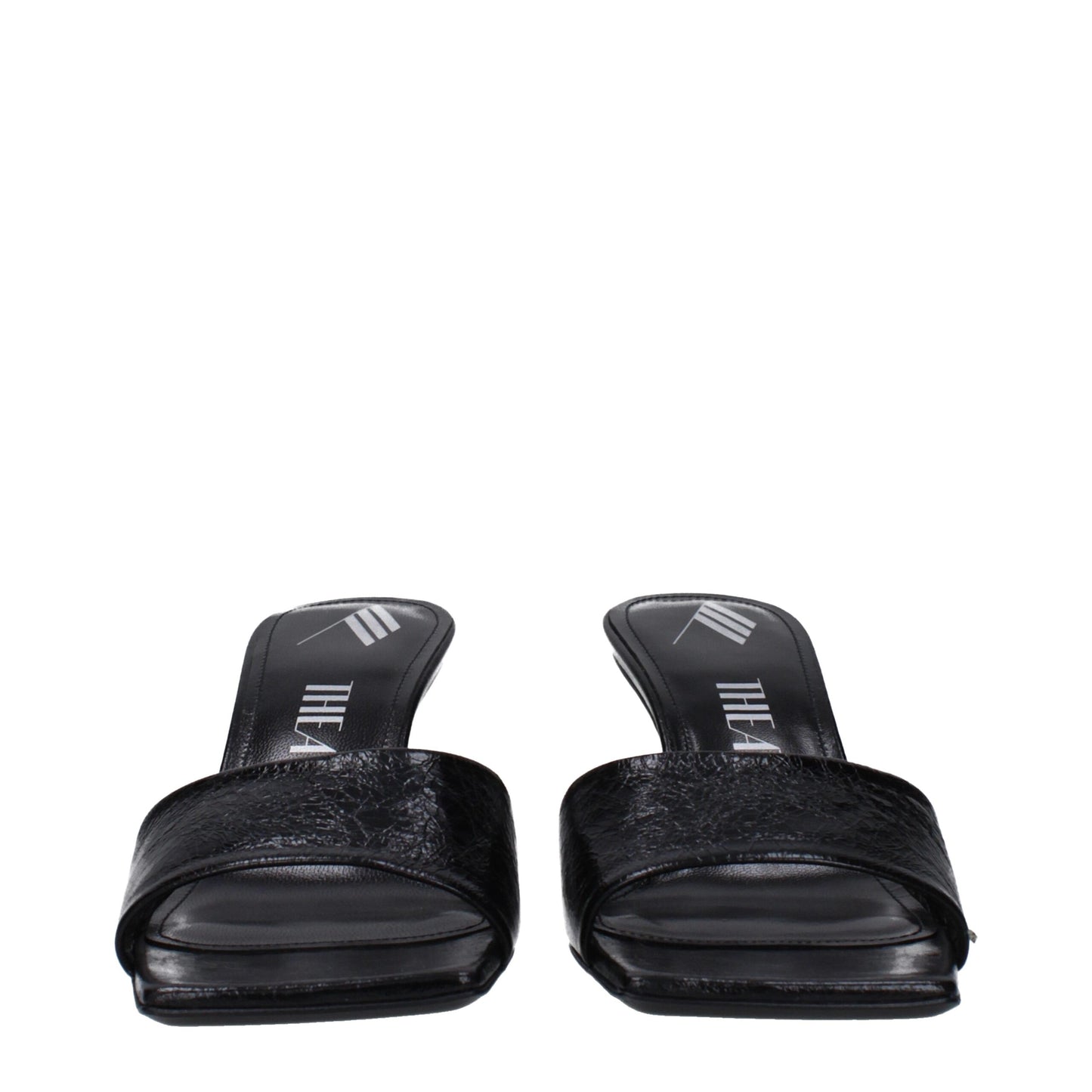Black Leather Flat Sandals