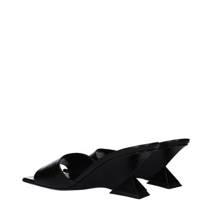 Black Leather Flat Sandals