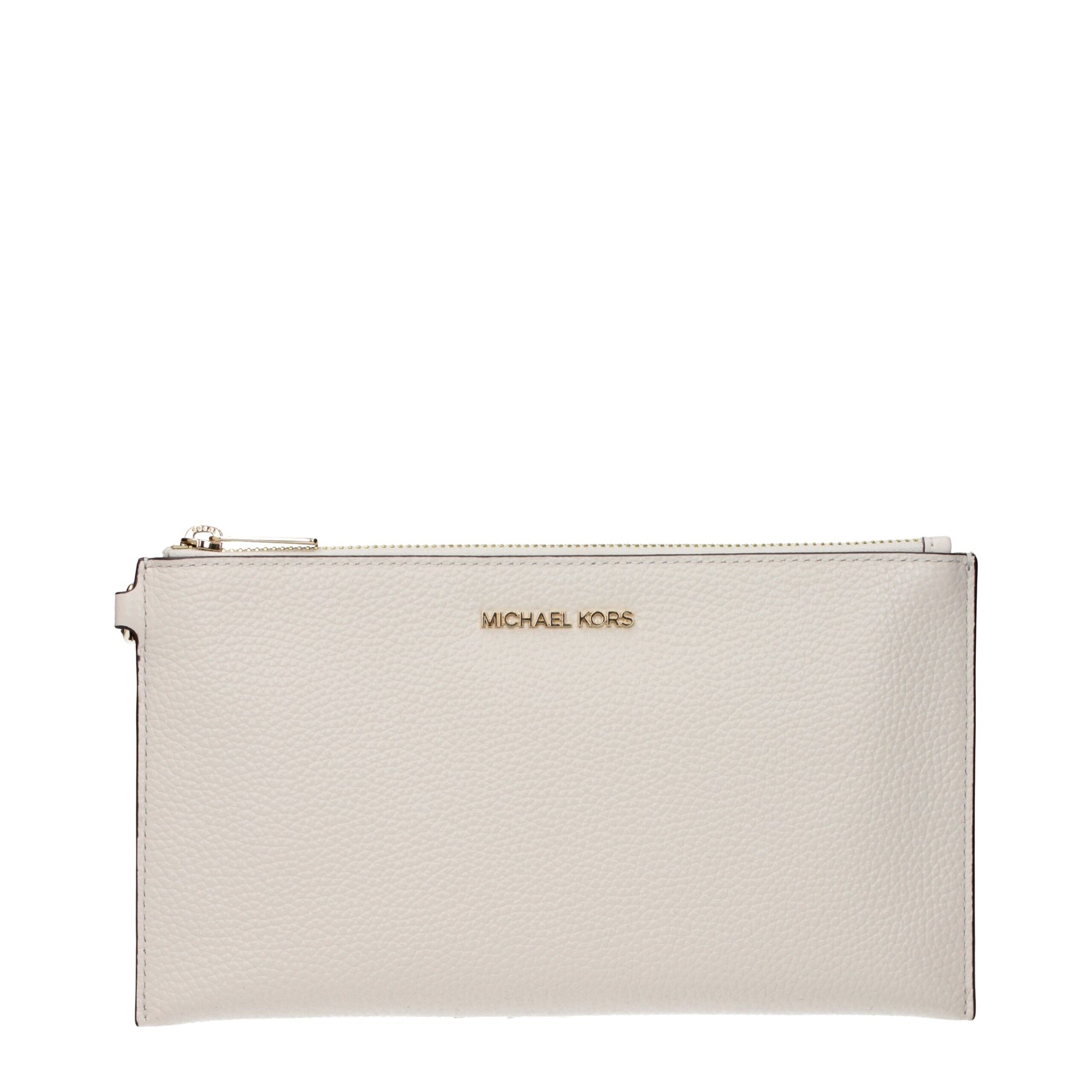 Beige Leather Clutch Bag
