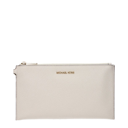 Beige Leather Clutch Bag