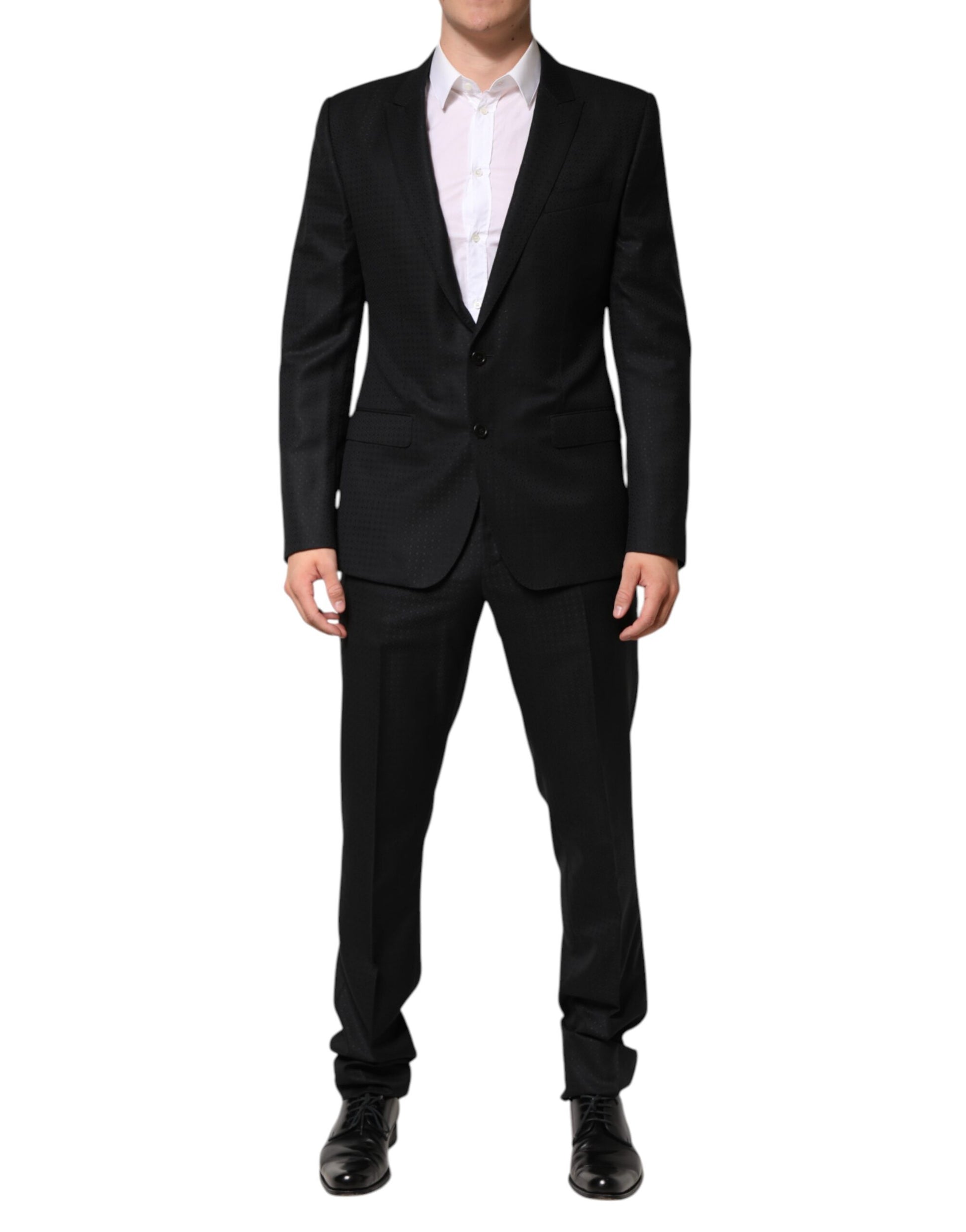 Black Jacquard Single Breasted 2 Piece Suit