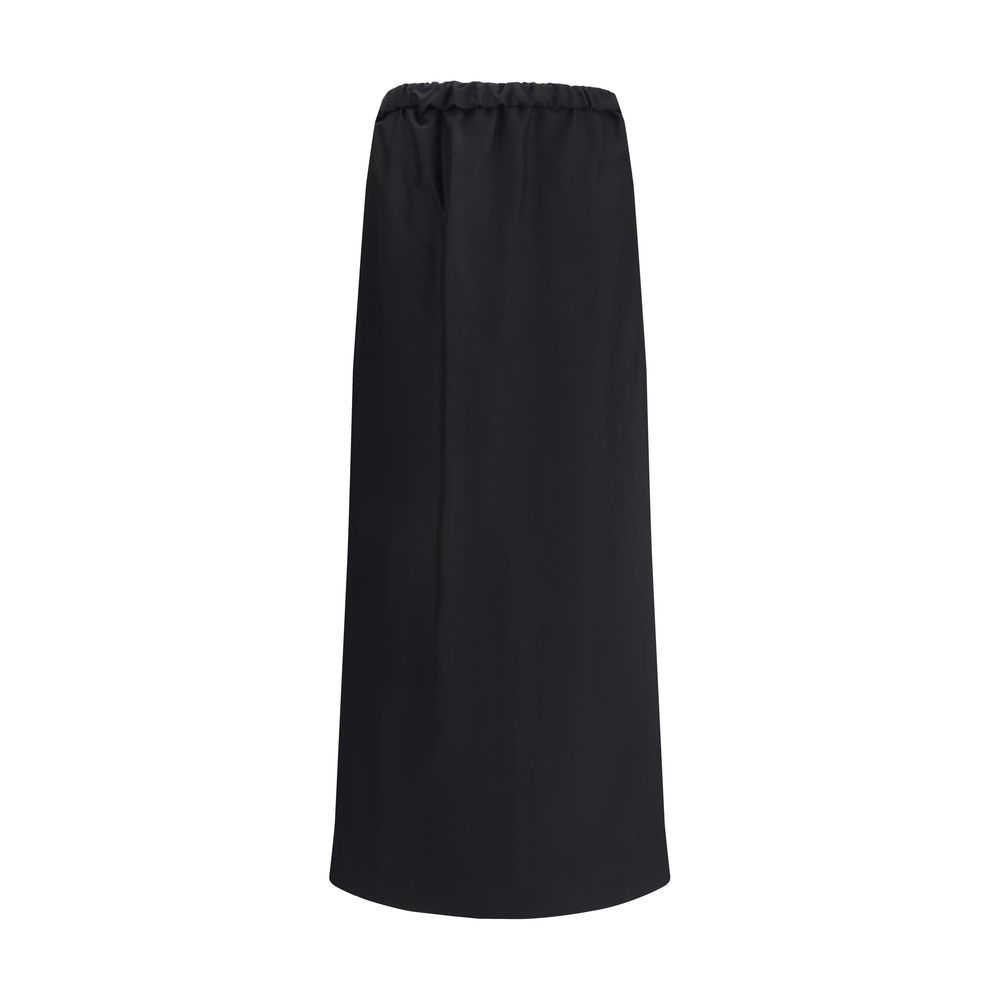 Black Cotton Midi Skirt
